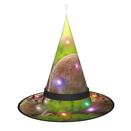 OPSREY Lustiger Hasen-bedruckter Hexenhut für Erwachsene, spitzer Hut, Halloween-Party-Dekoration von OPSREY