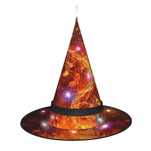 OPSREY Rote Flamme Musiknote Druck Halloween Hexenhut Hängende Spitze Hut Kappe Kostüm Zubehör Für Cosplay Frauen von OPSREY