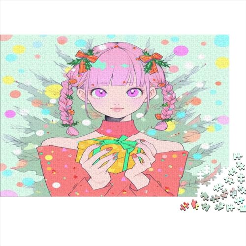 Rosa Haar Mädchen Puzzle 1000 Teile Anime Girl Erwachsene Lernspiel Geburtstag Family Challenging Spiele Moderne Wohnkultur Stress Relief 1000pcs (75x50cm) von OPSREY