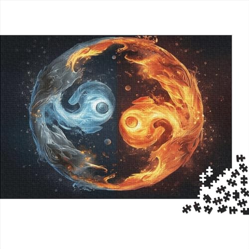 Yin und Yang Erwachsene Puzzles 1000 Teile Coole Muster Geburtstag Lernspiel Geschicklichkeitsspiel Für Die Ganze Familie Home Decor Stress Relief 300pcs (40x28cm) von OPSREY