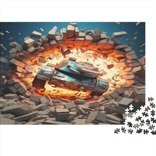 Zeichentrickfilm-Panzer 1000 Teile Visuelle 3D-Effekte Puzzles Erwachsene Lernspiel Familie Challenging Games Moderne Wohnkultur Geburtstag Stress Relief Toy 1000pcs (75x50cm) von OPSREY