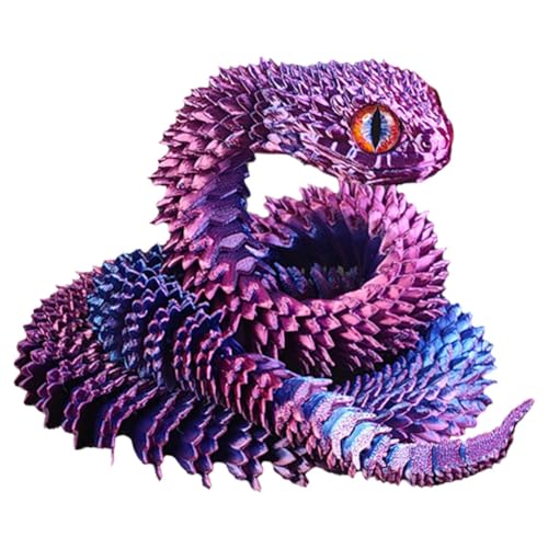 3D Schlange Figuren 3d Printed Schlange Drachen Spielzeug,Realistische Geheimnisvolle Schlange Spielzeug,Voll Beweglicher Schlange,Kinderspielzeug 3d Schlange Erwachsene Kinder Geschenks(Lila) von OPVXZAD