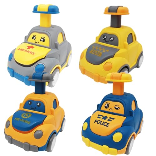 4 Stück Press and Go Spielzeugautos Auto Spielzeug ab 1-3 Jahr Auto Spielzeug ab 1 Jahr Press and Go Spielzeugautos Set für Kleinkinder Baby Autos Rennwagen Kinderspielzeug Spielzeugauto für Kinder von OPVXZAD