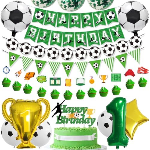 Fußball 1 Geburtstag Deko Set-Grün Folienballon 1,Folienballons Fußball,Latexballons Grün,Trophäe Luftballon,Konfetti Luftballons Green,mit Tortendeko, Ballonband,für 1 Jahre Kinder Anniversaire Party Fußball 1 Geburtstag Deko Set-Grün Folienballon 1,Folienballons Fußball,Latexballons Grün,Trophäe Luftballon,Konfetti Luftballons Green,mit Tortendeko, Ballonband,für 1 Jahre Kinder Anniversaire Party von OPVXZAD