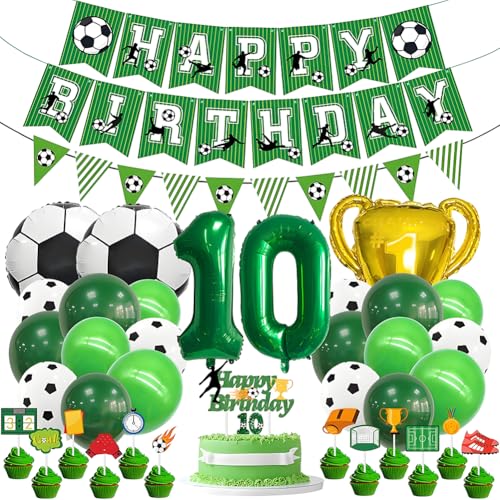 Fußball 10. Geburtstag Deko Set - Grün Folienballon 10, Folienballons Fußball, Latexballons Grün, Trophäe Luftballon, Zahl 10 Kerze, mit Tortendeko, für 10 Jahre Kinder Anniversaire Party Fußball 10. Geburtstag Deko Set - Grün Folienballon 10, Folienballons Fußball, Latexballons Grün, Trophäe Luftballon, Zahl 10 Kerze, mit Tortendeko, für 10 Jahre Kinder Anniversaire Party von OPVXZAD