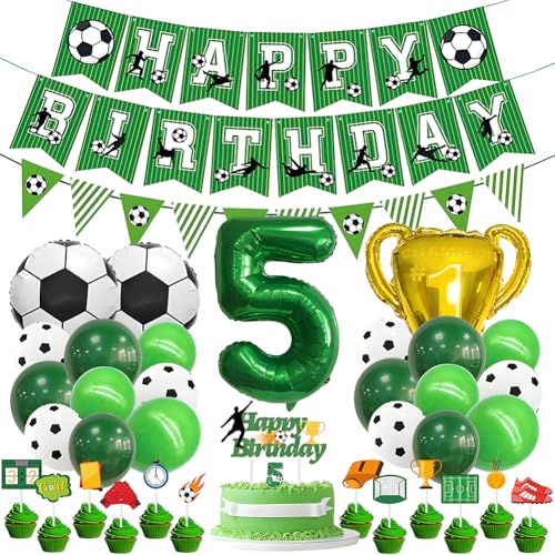 Fußball 5. Geburtstag Deko Set - Grün Folienballon 5, Folienballons Fußball, Latexballons Grün, Trophäe Luftballon, Zahl 5 Kerze, mit Tortendeko, für 5 Jahre Kinder Anniversaire Party Fußball 5. Geburtstag Deko Set - Grün Folienballon 5, Folienballons Fußball, Latexballons Grün, Trophäe Luftballon, Zahl 5 Kerze, mit Tortendeko, für 5 Jahre Kinder Anniversaire Party von OPVXZAD