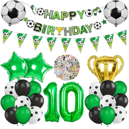 Fußball Luftballon 10. Geburtstag Deko Set, Football Luftballon Folienballon, Zahlen 10 Grün Folienballon, Fussball Banner & Stickers für Kinder Junge 10 Jahre Birthday Party Dekorationen Fußball Luftballon 10. Geburtstag Deko Set, Football Luftballon Folienballon, Zahlen 10 Grün Folienballon, Fussball Banner & Stickers für Kinder Junge 10 Jahre Birthday Party Dekorationen von OPVXZAD