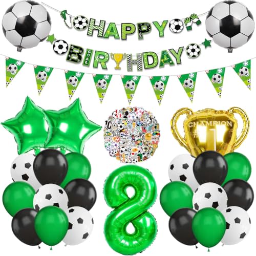 Fußball Luftballon 8. Geburtstag Deko Set, Football Luftballon Folienballon, Zahlen 8 Grün Folienballon, Fussball Banner & Stickers für Kinder Mädchen Junge 8 Jahre Birthday Party Dekorationen Fußball Luftballon 8. Geburtstag Deko Set, Football Luftballon Folienballon, Zahlen 8 Grün Folienballon, Fussball Banner & Stickers für Kinder Mädchen Junge 8 Jahre Birthday Party Dekorationen von OPVXZAD