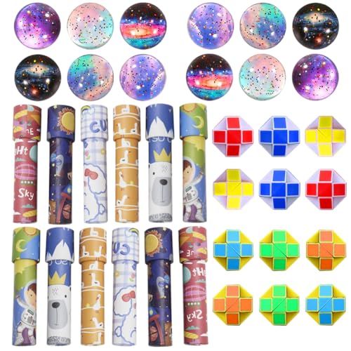Kindergeburtstag Mitgebsel, 36 Stück Gastgeschenke Set, Klassisches Kaleidoskope, Flummi Planeten Spielzeug, Magische Schlange Blöcke, Partygeschenke für Jungen und Mädchen Kindergeburtstag Mitgebsel, 36 Stück Gastgeschenke Set, Klassisches Kaleidoskope, Flummi Planeten Spielzeug, Magische Schlange Blöcke, Partygeschenke für Jungen und Mädchen von OPVXZAD