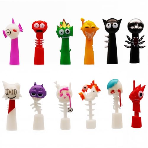 OPVXZAD 12 Stück Bunte Sprunk Beat Action Figures für Spielefans Rhythmus-Spiel Miniaturspielzeug Sprunkey Tortendeko für Kinder Cartoon Lustige Figuren für die Sammlung von OPVXZAD