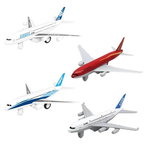 OPVXZAD 4 Stück Mini Flugzeug Modelle aus Metall Kinder Spielzeug Passagierflugzeuge mit Rückziehfunktion Lernspielzeug für Jungen Reisethema Geburtstag Geschenk und Party Dekoration von OPVXZAD