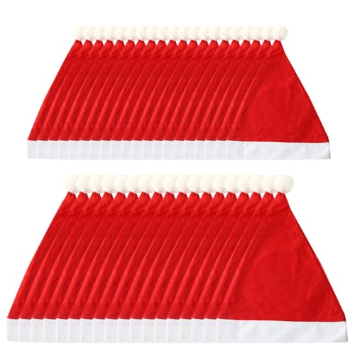 OPVXZAD 40 Stück Rote Weihnachtsmützen Nikolausmütze für Kinder Erwachsene,Weihnachtsmütze aus Vliesstoff,Plüschmütze mit weißem Pom Pom,Weihnachtsmütze für Kinder und Erwachsene OPVXZAD 40 Stück Rote Weihnachtsmützen Nikolausmütze für Kinder Erwachsene,Weihnachtsmütze aus Vliesstoff,Plüschmütze mit weißem Pom Pom,Weihnachtsmütze für Kinder und Erwachsene von OPVXZAD
