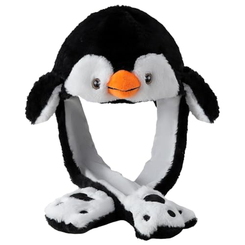 OPVXZAD Bewegliche Ohr Pinguin Hut Mit Wackelohren - Winter Plüsch Tier Mütze, Weihnachts Geschenk Partyhüte, Urlaub Cosplay für Kinder und Erwachsene von OPVXZAD