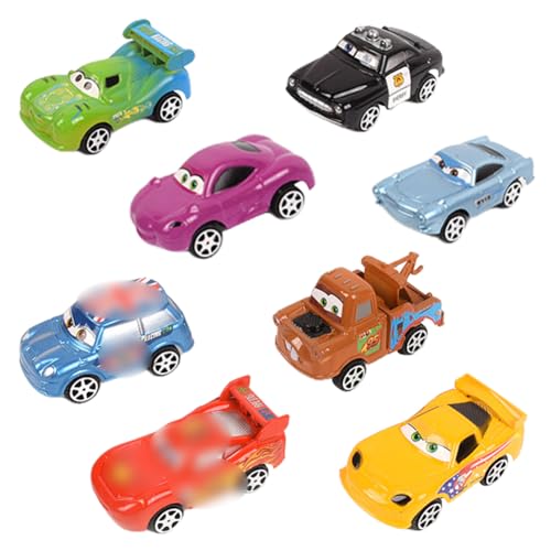 OPVXZAD Cars Spielzeug, Spielzeugauto, 8 Stück Kleine Fahrzeuge für Kinder, Cars Autos als Geburtstag Geschenke für Kinder, Tortendeko Jungen und Mädchen - Silber von OPVXZAD