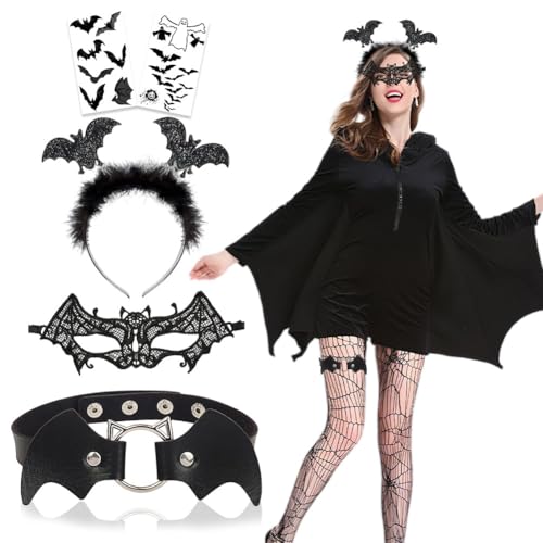 OPVXZAD Halloween Fledermaus Haarreif, Fledermaus Stirnband, Fledermaus Maske Halsband, Halloween Haarreif Damen, Halloween Kopfschmuck, Fledermaus Kostüm Accessoires für Halloween, Karneval (B) von OPVXZAD