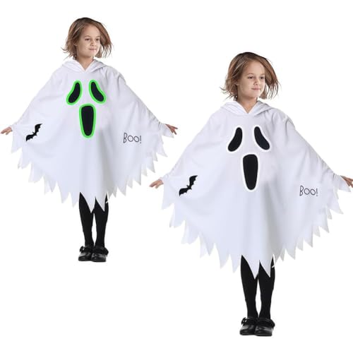 OPVXZAD Kinder Halloween Weißes Geister Umhang Alter 7-9 Jahre Nacht glänzende weiße Geister Kapuze Mantel Skelettmuster Halloween Kostüm Horror-Party Cosplay für Kinder Jungen Mädchen OPVXZAD Kinder Halloween Weißes Geister Umhang Alter 7-9 Jahre Nacht glänzende weiße Geister Kapuze Mantel Skelettmuster Halloween Kostüm Horror-Party Cosplay für Kinder Jungen Mädchen von OPVXZAD