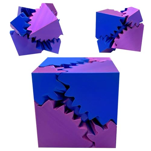 OPVXZAD Lila Gear Cube Sphere 5CM Fidget Toy 2024 Neu 3D Gedrucktes Quadrat Steampunk Wirbelwunder Zappel Spielzeug Gedruckter Zahnradball Schreibtischspielzeug zur Stressabbau von OPVXZAD