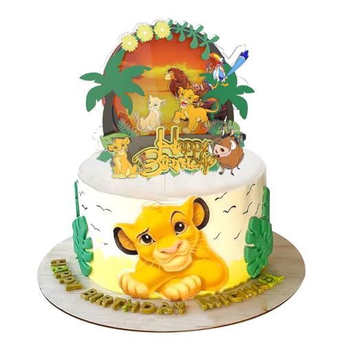 Tortendeko König der Löwen-Kuchendekoration Torte Dschungel Party Kuchendeko Geburtstagsdeko für Kinder Mädchen Junge Kindergeburtstag Deko von OPVXZAD