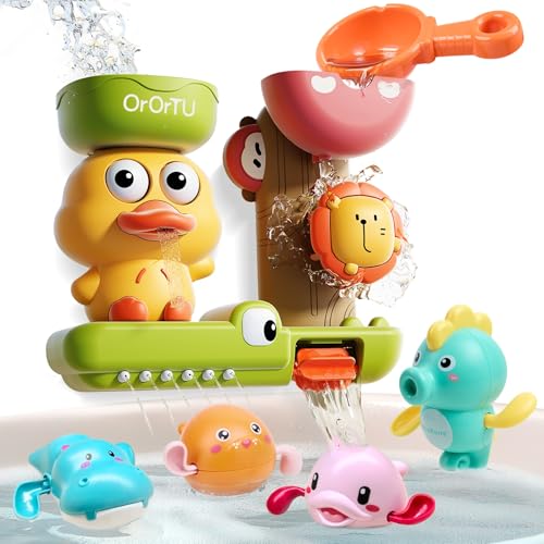 OR OR TU Baby Badespielzeug, Wassermühle Drehendes Wasserspielzeug mit Saugnäpfen, Aufziehendes Badespielzeug Baby Dusche Badespielzeug von OR OR TU