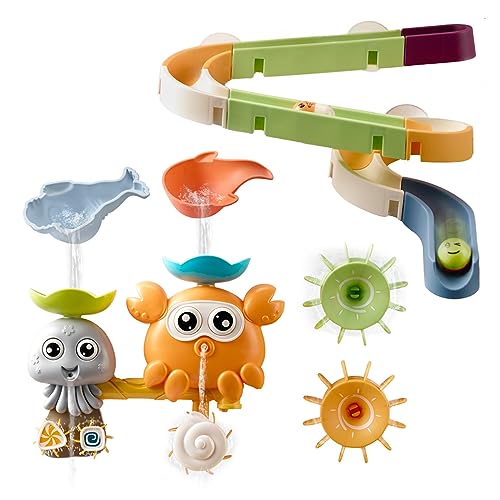 OR OR TU Badewannenspielzeug Badespielzeug Baby ab 1 2 3 4+ Jahre, Wasserspielzeug Kinder Saugnapf Spielzeug Baby Murmelbahn Badewanne Wassermühle Rotierende Baby Bad Schwimmen Spielzeug von OR OR TU