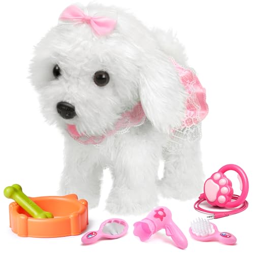 OR OR TU Hund Spielzeug Fernbedienung Elektronische Haustiere Plüschwelpe für Kinder Mädchen 3 4 5 6 7+ Jahre Geschenk, Interaktiver Realistisches Spielzeug von OR OR TU