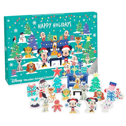 Disney Adventskalender 2023 Kinder – Holz-Kinderkalender für 1 Jahr altes Baby, Kleinkind, Jungen, Mädchen – Mickey & Animals Figuren Spielset, Weihnachts-Countdown-Geschenke – Disney Toys von Orange von ORANGE TREE