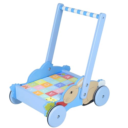 ORANGE TREE Lauflernhilfe Peter Rabbit Blockwagen, Gehhilfen aus Holz für Babys, Baby Push Along Walker von ORANGE TREE