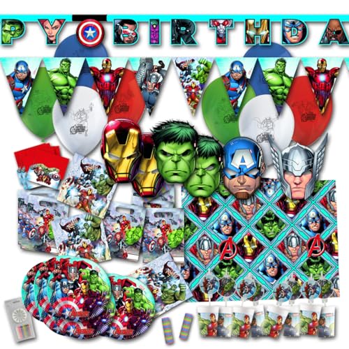 ORDENO Avengers Kindergeburtstag Set XXL - Partydeko & Partygeschirr von ORDENO