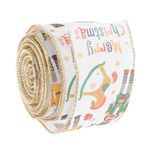 ORFOFE 1 Rolle Weihnachtsband Nussknacker Weihnachtsbänder 10 Yard Weihnachtsboxen DIY Schleife Geschenkband Für Baum DIY Handwerk Kranz von ORFOFE