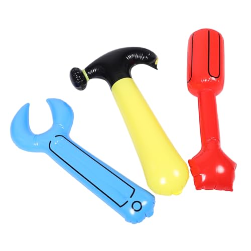 ORFOFE 1 Set Aufblasbares Werkzeugset Für Kinder, Aufblasbarer Hammer, Schraubenschlüssel, Schraubendreher, Spielzeug Für Bau-themenpartys, Zubehör Für Rollenspiele, Pädagogischer Spaß von ORFOFE