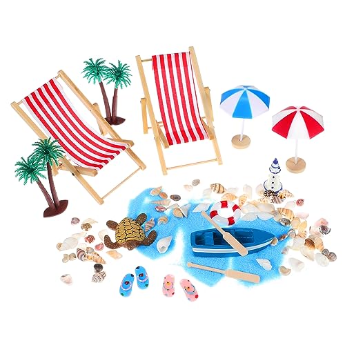 ORFOFE 1 Set Strand Deko Set Mit Muscheln Bäumen Und Liegestühlen Mikrolandschaft Für Strand Zubehör Strand Dekoration Für Kreative Spielwelten von ORFOFE