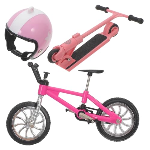 ORFOFE Miniatur-Fahrrad-Roller-Helm-Set Für Puppenhaus Dekoratives Spielzeug Winzig Für Mini-wohndekoration von ORFOFE