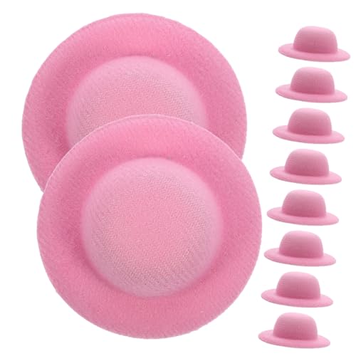 ORFOFE 10 Stück Miniatur Puppenhüte aus Stoffgeflecht Leichte DIY Bastel hutdekoration Kleine Kreative Hüte für Puppen Mini Häuser Haarschmuck und Bastelprojekte Rosa von ORFOFE