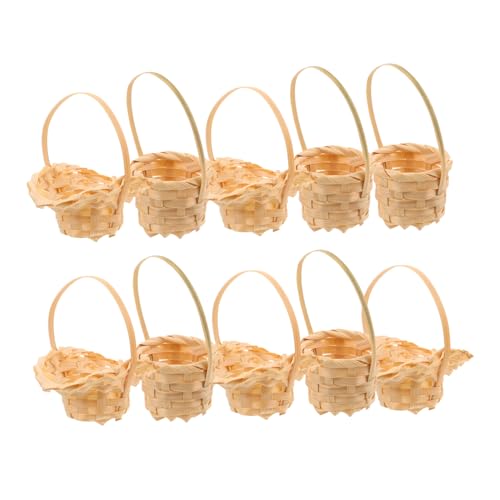ORFOFE 10 Stück Miniaturkorb Mini Geflochtener Bambuskorb Mini Korb Für Puppenhaus Imitat Rattan Geflochtener Korb Puppenhaus Küchenzubehör Für Gastgeschenke von ORFOFE
