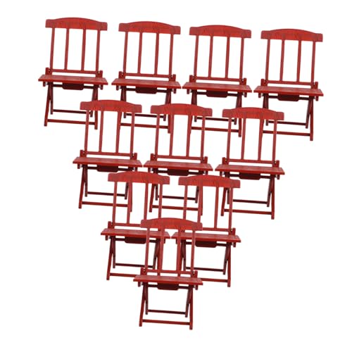 ORFOFE 10 Stück Puppenhaus Klappbare Mini Strandstühle Braun Leicht Stabil Realistisches Faltmechanismus für Puppenhausmöbel Feengarten Dekoration von ORFOFE