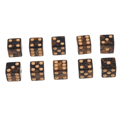 ORFOFE 10 Stück Teiliges Acryl Spielwürfel Sechseitig Zweifarbig Schwarz Gold Leichte Umweltfreundliche Spielwürfel für Brettspiele Matheunterricht und Freizeit im Innen und Außenbereich von ORFOFE