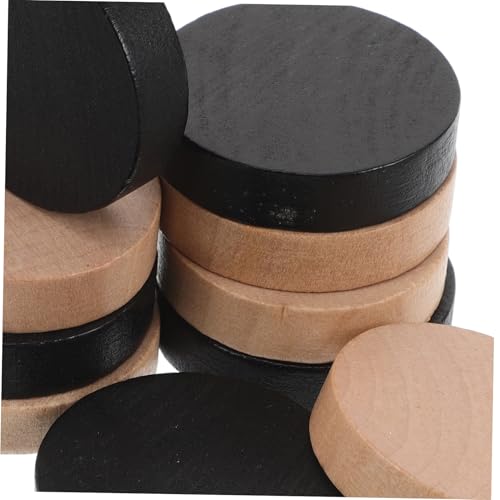 ORFOFE 10 Stück Teiliges Holz Sling Puck Spiel Zubehör Schnelles Hockey Brettspiel Robuste Spielfiguren Schwarze Naturfarbene Große Spielsteine für Interaktiven Familienspaß von ORFOFE