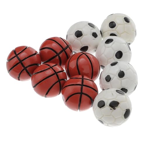 ORFOFE 10 Stück Teiliges Mini Fußball Basketball-Set aus Resin Detailgetreue Kleine Sportmodelle für Puppenhaus und Outdoor-Dekoration Leicht Sicher Fördert Kreativität und Spielspaß von ORFOFE