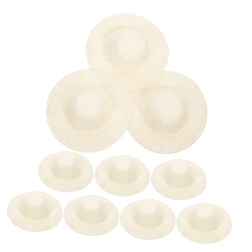 ORFOFE 10 Stück Teiliges Mini Strohhut für Puppen DIY Handgefertigte Kleine Hut Accessoires für Puppenhaus Dekoration und Bastelbedarf Naturfarbene Mini Hüte für Kreative Kostüme und von ORFOFE