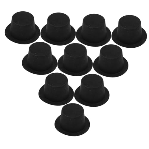 ORFOFE 10 Stück Teiliges Mini Top Hat aus Kunststoff Schwarze Mini Hüte für Weihnachtsdeko DIY Bastelbedarf und Fotorequisiten für Schneemann Puppen und Festliche Tischdeko von ORFOFE