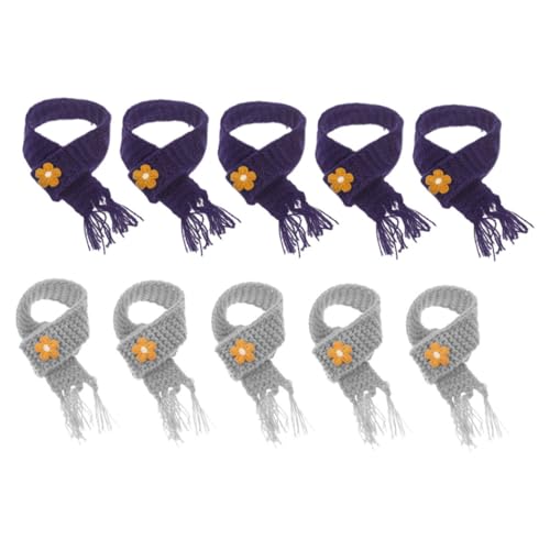 ORFOFE 10 Stück Teiliges Mini Verstellbar für Puppen und Weinflaschen Weicher Gestrickter Schal in Blau und Vielseitiges DIY zubehör für Dekoration und Geschenkverpackung von ORFOFE
