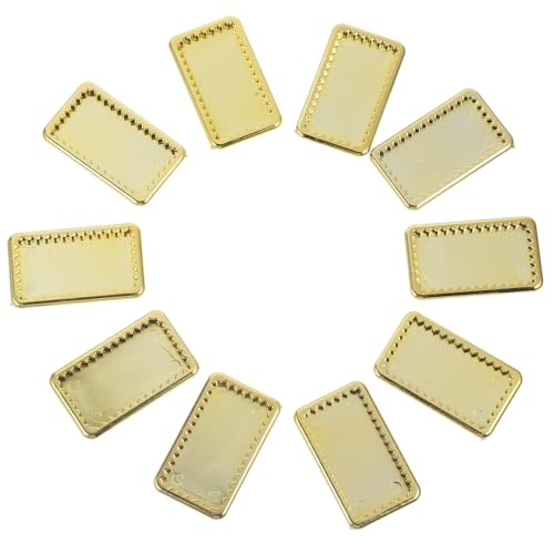 ORFOFE 10 Stück Teiliges Miniatur Puppengeschirr Goldene Mini Teller Rechteckig Stabile Miniaturplatten für Puppenhaus Dekoration DIY Basteln von ORFOFE