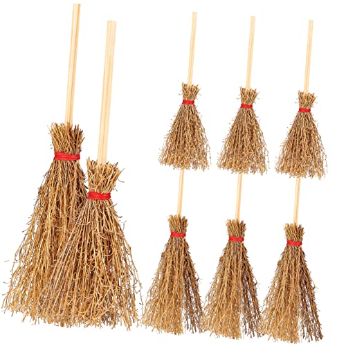 ORFOFE 10 Stück Teiliges Miniaturbesen aus Buchenholz mit Handgebundenem Seil Realistische Kleine Besen für Puppenhäuser Hexen Dekorationen Halloween Partyaccessoires und Miniatur von ORFOFE