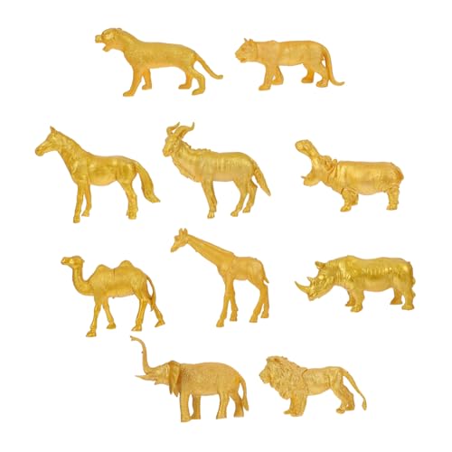 ORFOFE 10 Stück Teiliges Realistische Wildtier Modelle aus Goldfarbene Tierfiguren mit Detailgetreuer Gestaltung Dekoration und Sammelobjekte für Zuhause Biologieunterricht und von ORFOFE