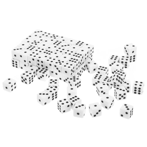 ORFOFE 100 Stück Acryl Mahjong Würfel Weiß mit Schwarzen Punkten Sechsseitige Spielwürfel für Brettspiel Zubehör Partywürfel und Spiele Requisiten für Geselligkeit und Fest von ORFOFE