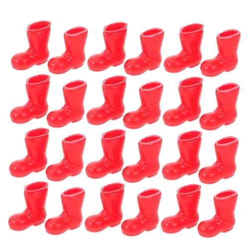 ORFOFE 100 Stück Teiliges Mini Santa Claus Stiefel aus Kunststoff Rote Miniatur Weihnachtsmann Schuhe für Puppenhaus Dekoration Festliche Weihnachtsdeko und Tischdeko Charmante Mini von ORFOFE