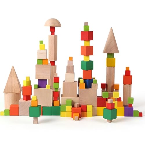 ORFOFE 100Stücke Holzbausteine Teiliges Kleine DIY aus Holz und Sicher und Splinterfrei für Kreative Bastelprojekte und Kindliche Fantasie von ORFOFE
