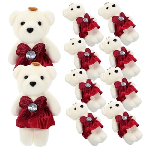 ORFOFE 10Stücke Plüschbärenpuppen Hochzeitsauto Dekoration Niedliche Stofftier für Blumensträuße Valentinstagsgeschenk Hochwertige Deko von ORFOFE