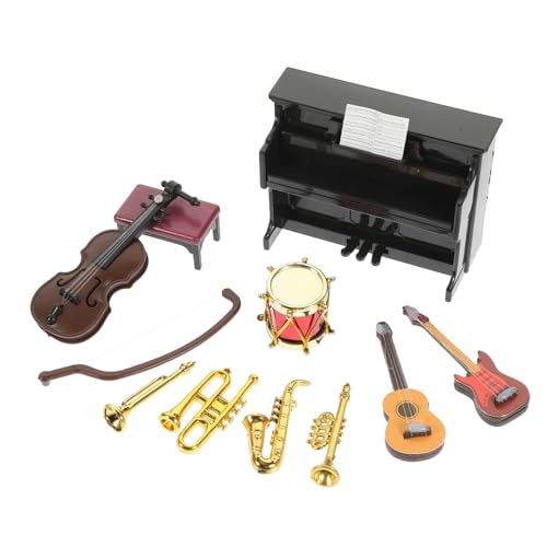 ORFOFE 11 Stück Teiliges Puppenhaus Miniatur Musikinstrumente aus Kunststoff Realistische Mini Spielzeuginstrumente für Kompakte Dekoration für Puppenhaus Geschenkidee für Geburtstag und von ORFOFE