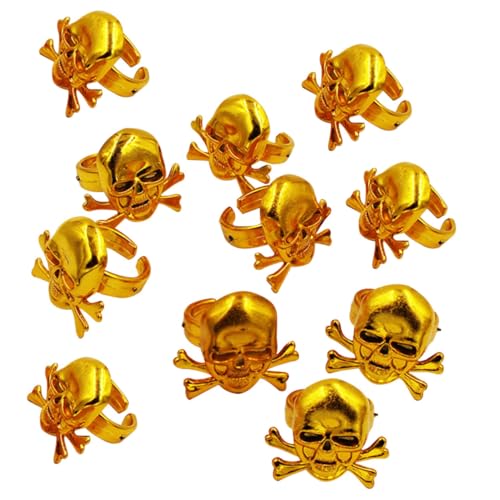 ORFOFE 12 Stück Piratenringe für Goldene Totenkopf Deko Ringe Halloween Kostüm Party Zubehör für Jungen und Mädchen Partygeschenke ORFOFE 12 Stück Piratenringe für Goldene Totenkopf Deko Ringe Halloween Kostüm Party Zubehör für Jungen und Mädchen Partygeschenke von ORFOFE